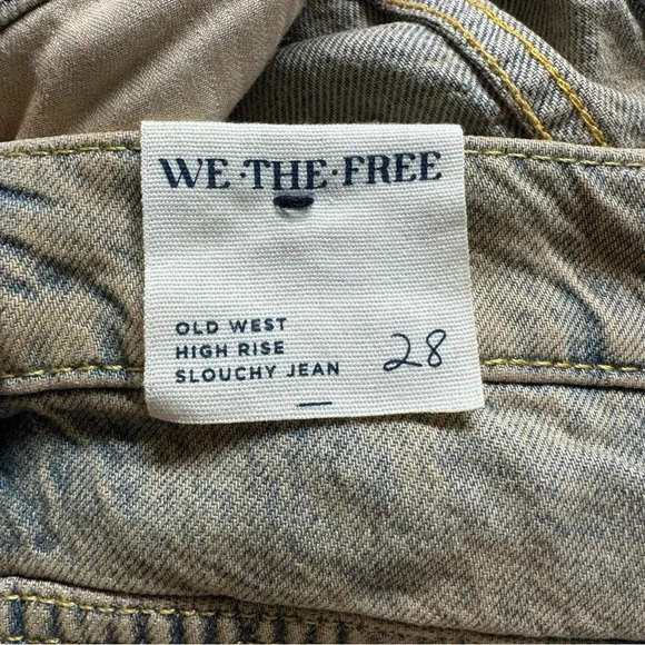 NWT Free People Old West Slouchy Jeans Wide Leg Denim We The Free Blue Tan 28 - Picture 10 of 17